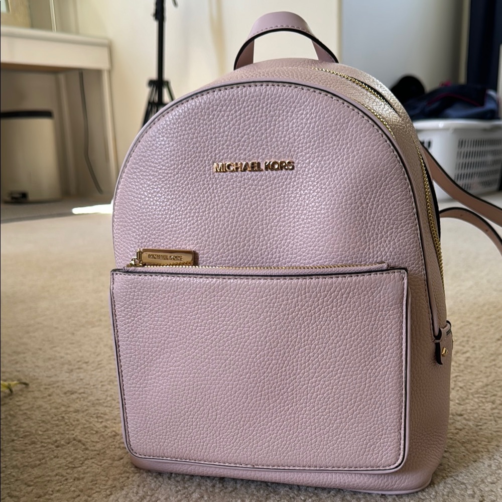 Michael Kors Pebbled Leather Backpack – Blush Pink